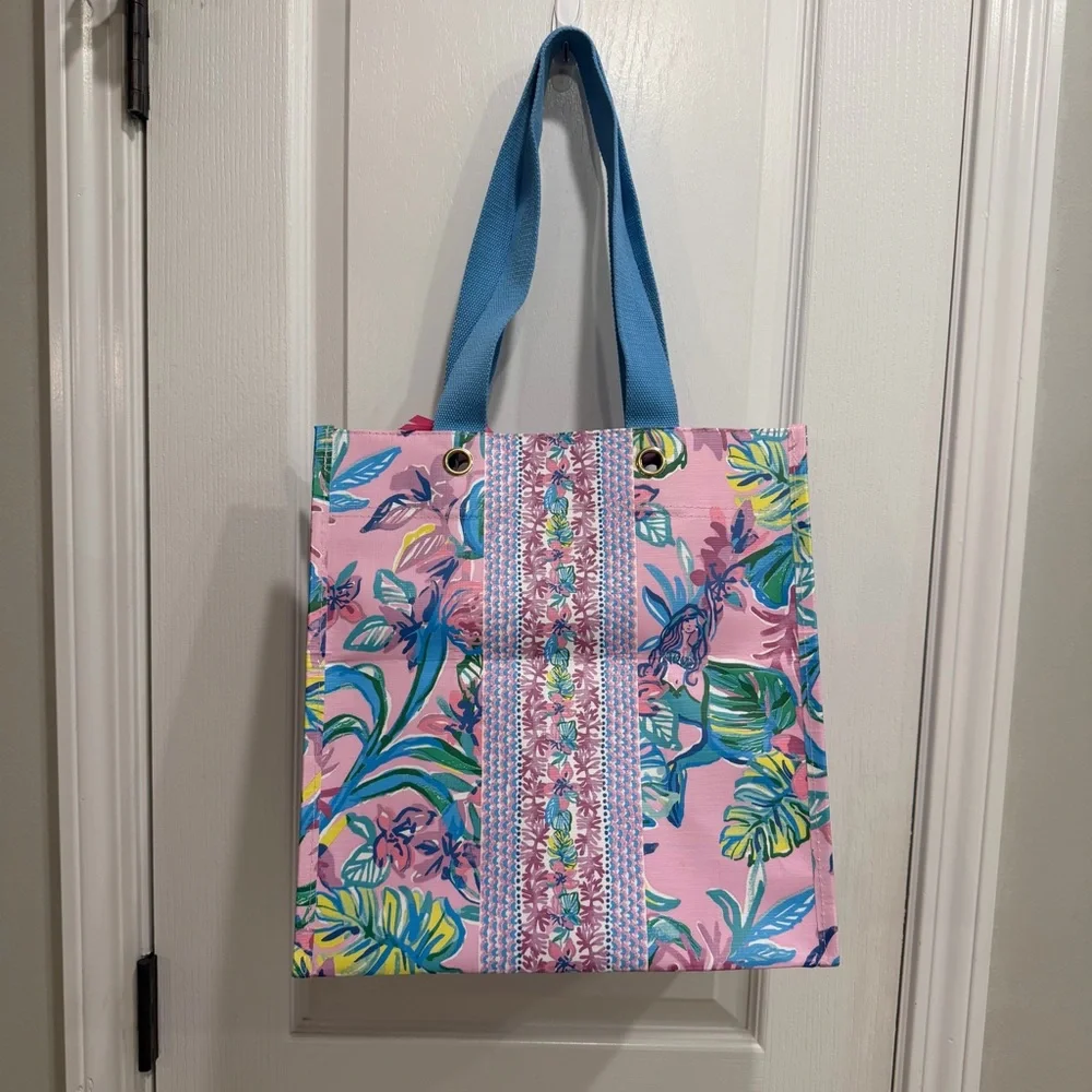 NWT Lilly Pulitzer Market Shopper in Mermaid in the Shade Purple Reusable Bag - Picture 5 of 9